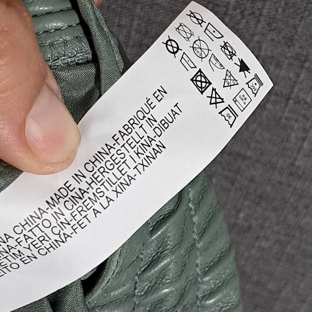 Zara Pants Women Medium Green Wide Leg Faux Leather Raw Hem Elastic Waist Office - Picture 11 of 12